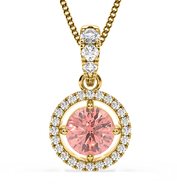 Ella Pink Lab Diamond 1.38ct Pendant Necklace in 18K Yellow Gold - Elara Collection